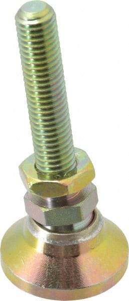 Gibraltar - M10 Bolt Thread, Studded Pivotal Stud Mount Leveling Pad & Mount - 1,701 Kg Capacity, 31.7mm Base Diam, 51mm Thread Length - USA Tool & Supply