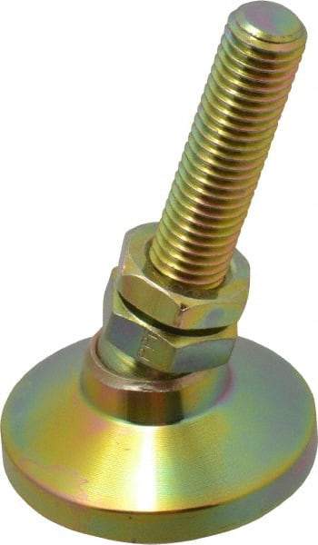 Gibraltar - M12 Bolt Thread, Studded Pivotal Stud Mount Leveling Pad & Mount - 2,268 Kg Capacity, 47.6mm Base Diam, 51mm Thread Length - USA Tool & Supply