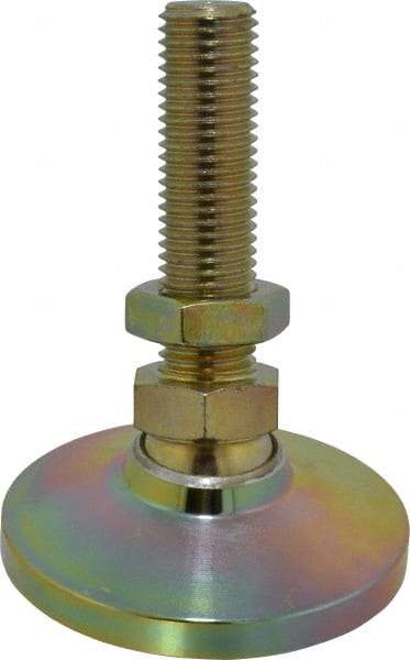 Gibraltar - M24 Bolt Thread, Studded Pivotal Stud Mount Leveling Pad & Mount - 9,072 Kg Capacity, 101mm Base Diam, 89mm Thread Length - USA Tool & Supply