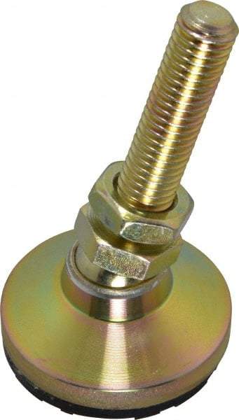 Gibraltar - M12 Bolt Thread, Studded Pivotal Stud Mount Leveling Pad & Mount - 317 Kg Capacity, 47.6mm Base Diam, 51mm Thread Length - USA Tool & Supply