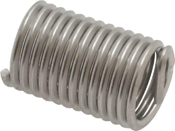 Recoil - M8x1.25 Metric Coarse, 20mm OAL, Free Running Helical Insert - 13-1/4 Free Coils, Tanged, Stainless Steel, Bright Finish, 2-1/2D Insert Length - USA Tool & Supply