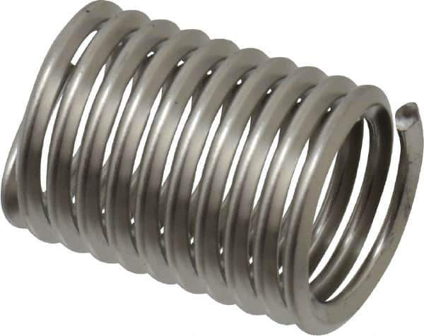 Recoil - 7/16-14 UNC, 7/8" OAL, Free Running Helical Insert - 10-1/4 Free Coils, Tanged, Stainless Steel, Bright Finish, 2D Insert Length - USA Tool & Supply