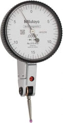Mitutoyo - 0.03 Inch Range, 0.0005 Inch Dial Graduation, Horizontal Dial Test Indicator - 1.54 Inch White Dial, 0-15-0 Dial Reading, Accurate to 0.0005 Inch - USA Tool & Supply