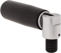 Morton Machine Works - M8x1.25 Bolted Bonnet, Revolving (Folding) Handwheel & Machine Handle - Glass-Filled Nylon Molded Plastic Handle, 0.51" Long Low Carbon Steel Stem, 2.56" Handle Length, 3.9" OAL - USA Tool & Supply