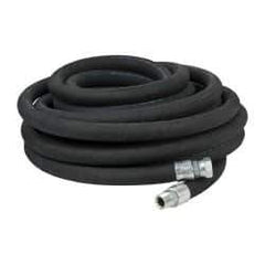 Made in USA - 50' Long, 3/4" Fitting, Boss Female x Male Fitting, -40 to 212°F, Nitrile High Temp & High Pressure Hose - 3/4" Inside x 1-1/4" Outside Diam, Black, 750 psi - USA Tool & Supply