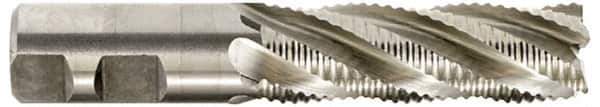 Niagara Cutter - 1-1/2" Diam, Coarse Pitch, 6" LOC, 6 Flute Cobalt Roughing Square End Mill - TiCN Finish, 8-1/2" OAL, 1-1/4" Shank Diam, Single End, 30° Helix - USA Tool & Supply