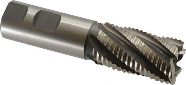 Hertel - 1-1/8" Diam, Coarse Pitch, 2" LOC, 6 Flute Cobalt Roughing Square End Mill - Uncoated, 4-1/2" OAL, 1" Shank Diam, Single End, 30° Helix - USA Tool & Supply