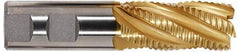 Hertel - 3/8" Diam, Coarse Pitch, 3/4" LOC, 4 Flute Cobalt Roughing Square End Mill - TiN Finish, 2-1/2" OAL, 3/8" Shank Diam, Single End, Centercutting, 30° Helix - USA Tool & Supply