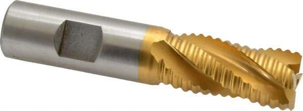Hertel - 3/4" Diam, Coarse Pitch, 1-5/8" LOC, 4 Flute Cobalt Roughing Square End Mill - TiN Finish, 3-3/4" OAL, 3/4" Shank Diam, Single End, 30° Helix - USA Tool & Supply