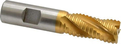 Hertel - 3/4" Diam, Coarse Pitch, 1-5/8" LOC, 4 Flute Cobalt Roughing Square End Mill - TiN Finish, 3-3/4" OAL, 3/4" Shank Diam, Single End, 30° Helix - USA Tool & Supply