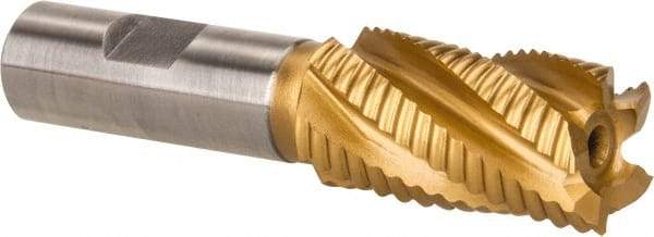 Hertel - 1" Diam, Coarse Pitch, 1-7/8" LOC, 5 Flute Cobalt Roughing Square End Mill - TiN Finish, 4-1/8" OAL, 3/4" Shank Diam, Single End, 30° Helix - USA Tool & Supply