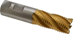 Hertel - 1" Diam, Coarse Pitch, 2" LOC, 5 Flute Cobalt Roughing Square End Mill - TiN Finish, 4-1/2" OAL, 1" Shank Diam, Single End, 30° Helix - USA Tool & Supply