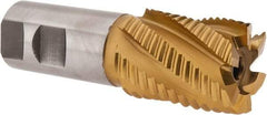 Hertel - 1-1/2" Diam, Coarse Pitch, 2" LOC, 6 Flute Cobalt Roughing Square End Mill - TiN Finish, 4-1/2" OAL, 1-1/4" Shank Diam, Single End, 30° Helix - USA Tool & Supply
