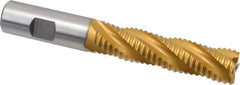 Hertel - 3/4" Diam, Coarse Pitch, 3" LOC, 4 Flute Cobalt Roughing Square End Mill - TiN Finish, 5-1/4" OAL, 3/4" Shank Diam, Single End, 30° Helix - USA Tool & Supply