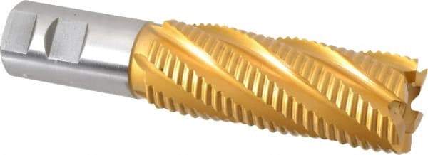 Hertel - 1-1/2" Diam, Coarse Pitch, 4" LOC, 6 Flute Cobalt Roughing Square End Mill - TiN Finish, 6-1/2" OAL, 1-1/4" Shank Diam, Single End, 30° Helix - USA Tool & Supply