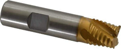 Hertel - 5/8" Diam, Coarse Pitch, 5/8" LOC, 4 Flute Cobalt Roughing Square End Mill - TiN Finish, 2-3/4" OAL, 5/8" Shank Diam, Single End, Centercutting, 30° Helix - USA Tool & Supply