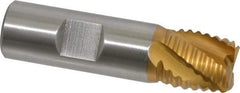 Hertel - 3/4" Diam, Coarse Pitch, 3/4" LOC, 4 Flute Cobalt Roughing Square End Mill - TiN Finish, 2-7/8" OAL, 3/4" Shank Diam, Single End, Centercutting, 30° Helix - USA Tool & Supply