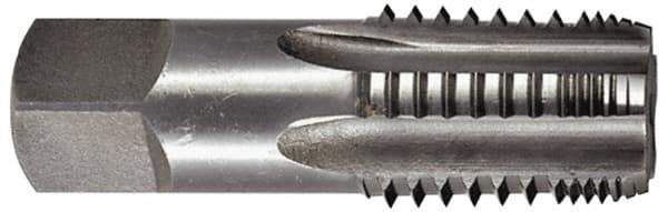 Hertel - 2 - 11-1/2 NPTF Thread, 7 Flute Short Projection Standard Pipe Tap - 4-1/2" OAL, 1-3/4" Thread Length, 1-7/8" Shank Diam, Bright Finish, High Speed Steel - Exact Industrial Supply