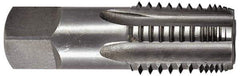 Hertel - 2 - 11-1/2 NPTF Thread, 7 Flute Short Projection Standard Pipe Tap - 4-1/2" OAL, 1-3/4" Thread Length, 1-7/8" Shank Diam, TiN Finish, High Speed Steel - Exact Industrial Supply