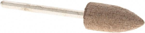 Grier Abrasives - 3/8" Head Diam x 3/4" Thickness, B52, Pointed End, Aluminum Oxide Mounted Point - Tan, Fine Grade, 120 Grit, 45,370 RPM - USA Tool & Supply