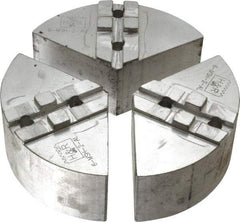 H & R Manufacturing - 6" Chuck Capacity, Tongue & Groove Attachment, Round Soft Lathe Chuck Jaw - 3 Jaws, Aluminum, 1-1/2" Btw Mount Hole Ctrs, 3" Long x 6" Wide x 2" High, 5/16" Groove - USA Tool & Supply