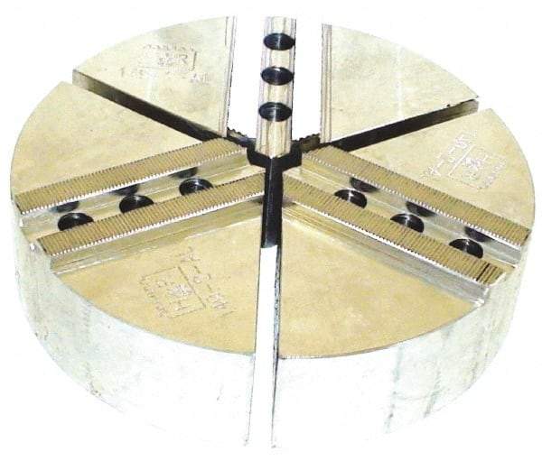 H & R Manufacturing - 11" Chuck Capacity, 1.5mm x 60° Serrated Attachment, Round Soft Lathe Chuck Jaw - 3 Jaws, Aluminum, 1.181" Btw Mount Hole Ctrs, 5" Long x 12" Wide x 4" High, 0.63" Groove, 12mm Fastener - USA Tool & Supply
