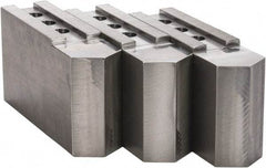 H & R Manufacturing - 16 to 20" Chuck Capacity, 3/32 x 90° Serrated Attachment, Square Soft Lathe Chuck Jaw - 3 Jaws, Steel, 1-9/16" Btw Mount Hole Ctrs, 9" Long x 2-1/2" Wide x 5" High, 1" Groove - USA Tool & Supply