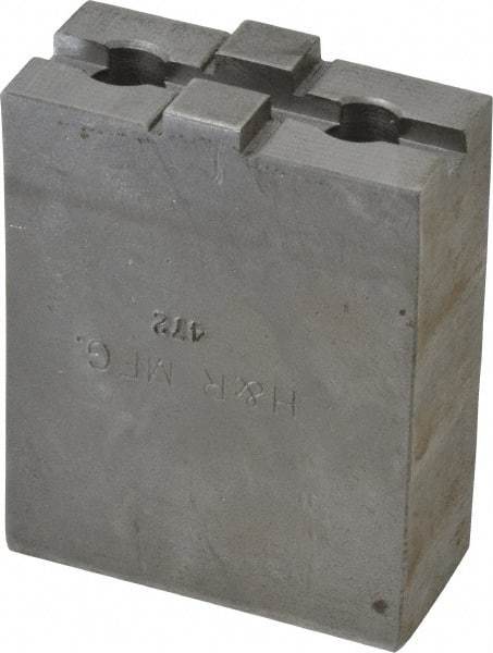 H & R Manufacturing - 6" Chuck Capacity, Tongue & Groove Attachment, Square Soft Lathe Chuck Jaw - Steel, 1-1/2" Btw Mount Hole Ctrs, 2-5/8" Long x 1-1/4" Wide x 3-3/8" High, 5/16" Groove - USA Tool & Supply