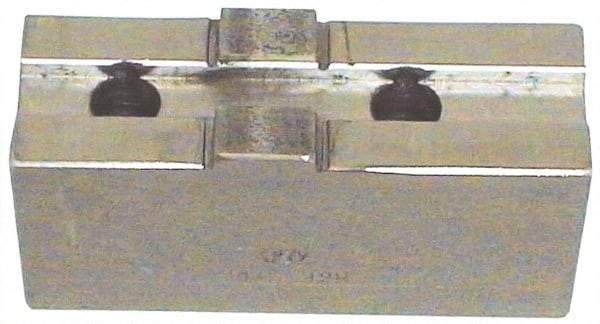 H & R Manufacturing - 8" Chuck Capacity, Tongue & Groove Attachment, Square Soft Lathe Chuck Jaw - Steel, 1-3/4" Btw Mount Hole Ctrs, 3-1/2" Long x 1-1/2" Wide x 3-3/8" High, 5/16" Groove - USA Tool & Supply