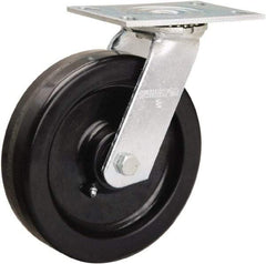 Hamilton - 8" Diam x 2" Wide x 9-1/2" OAH Top Plate Mount Swivel Caster - Phenolic, 900 Lb Capacity, Straight Roller Bearing, 4-1/2 x 6-1/4" Plate - USA Tool & Supply