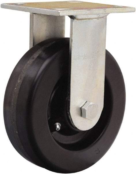 Hamilton - 6" Diam x 2" Wide x 7-1/2" OAH Top Plate Mount Rigid Caster - Phenolic, 1,200 Lb Capacity, Straight Roller Bearing, 4 x 4-1/2" Plate - USA Tool & Supply