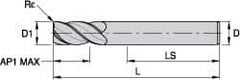 Kennametal - 6mm, 4 Flute, Single End, Solid Carbide, 0.25mm Corner Radius End Mill - 50mm OAL, 50° Helix, Right Hand Flute, 9mm LOC, Right Hand Cut - USA Tool & Supply