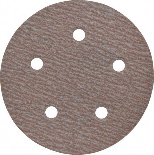 Norton - 5" Diam, 180 Grit, Aluminum Oxide Hook & Loop Disc - Very Fine Grade, Coated, B Weight Paper Backing, Series A275 - USA Tool & Supply
