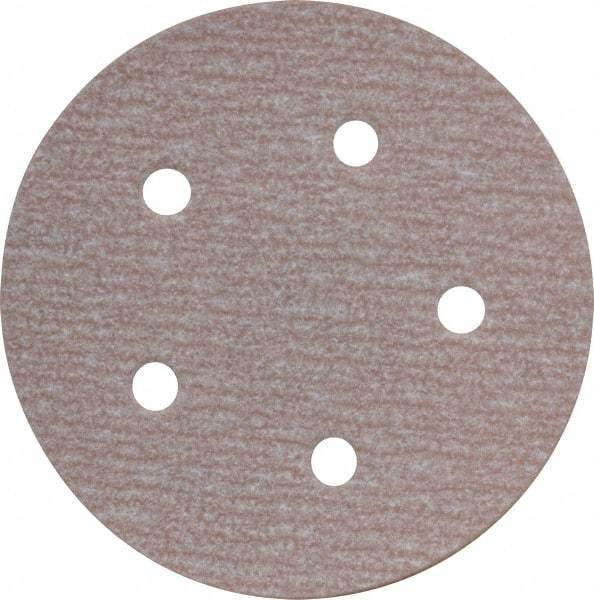 Norton - 5" Diam, 220 Grit, Aluminum Oxide Hook & Loop Disc - Very Fine Grade, Coated, B Weight Paper Backing, Series A275 - USA Tool & Supply