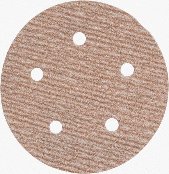Norton - 5" Diam, 240 Grit, Aluminum Oxide Hook & Loop Disc - Very Fine Grade, Coated, B Weight Paper Backing, Series A275 - USA Tool & Supply