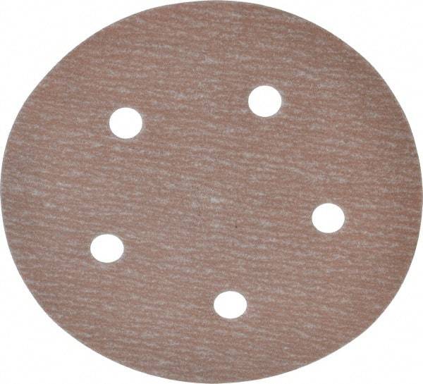 Norton - 5" Diam, 320 Grit, Aluminum Oxide Hook & Loop Disc - Extra Fine Grade, Coated, B Weight Paper Backing, Series A275 - USA Tool & Supply