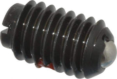 TE-CO - 3/8-16, 0.187" Ball Diam, 5/8" Body Length, 0.048" Max Ball Reach, Threaded Ball Plunger - Steel Body, Stainless Steel Ball, 5 Lb Initial End Force, 10 Lb Final End Force, Locking Element - USA Tool & Supply
