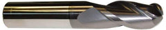 ProMax - 3/4" Diam, 1-5/8" LOC, 3 Flute Solid Carbide Ball End Mill - AlTiN Finish, Single End, 4" OAL, 3/4" Shank Diam, Spiral Flute - USA Tool & Supply