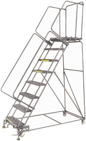 Ballymore - 113" 8 Step Ladder - 450 Lb Capacity, 80" Platform Height, 32" Base Width x 68" Depth, Heavy-Duty Serrated Grating - USA Tool & Supply