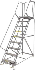 Ballymore - 123" 9 Step Ladder - 450 Lb Capacity, 90" Platform Height, 32" Base Width x 75" Depth, Heavy-Duty Serrated Grating - USA Tool & Supply