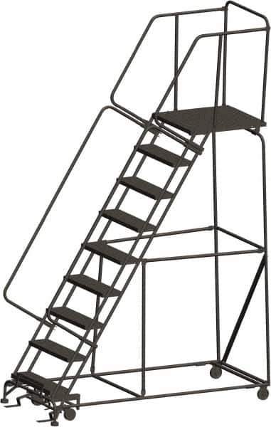 Ballymore - 123" 9 Step Ladder - 450 Lb Capacity, 90" Platform Height, 32" Base Width x 82" Depth, Expanded Metal Tread - USA Tool & Supply