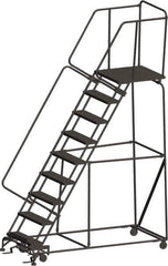 Ballymore - 123" 9 Step Ladder - 450 Lb Capacity, 90" Platform Height, 32" Base Width x 82" Depth, Heavy-Duty Serrated Grating - USA Tool & Supply