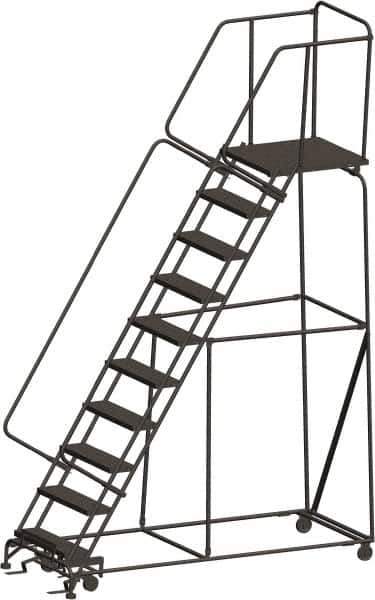 Ballymore - 133" 10 Step Ladder - 450 Lb Capacity, 100" Platform Height, 32" Base Width x 88" Depth, Expanded Metal Tread - USA Tool & Supply