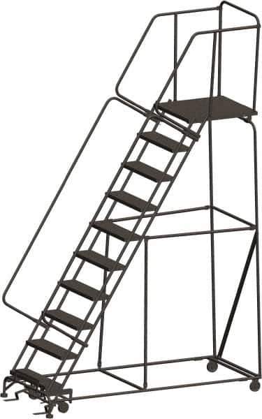 Ballymore - 133" 10 Step Ladder - 450 Lb Capacity, 100" Platform Height, 32" Base Width x 88" Depth, Heavy-Duty Serrated Grating - USA Tool & Supply