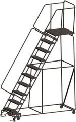 Ballymore - 133" 10 Step Ladder - 450 Lb Capacity, 100" Platform Height, 32" Base Width x 88" Depth, Heavy-Duty Serrated Grating - USA Tool & Supply