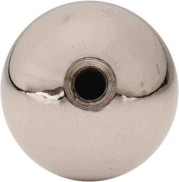 Gibraltar - 1/4-28 Thread, 1.38" Diam, Threaded Hole Ball Knob - Natural, Steel, Smooth Grip, 5/8" Hole Depth - USA Tool & Supply