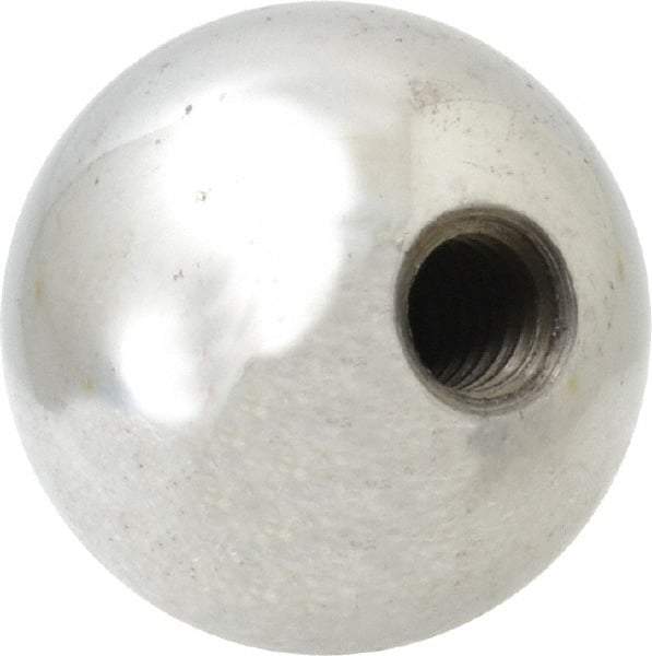 Gibraltar - 3/8-16 Thread, 1.38" Diam, Threaded Hole Ball Knob - Natural, Steel, Smooth Grip, 5/8" Hole Depth - USA Tool & Supply