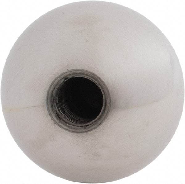 Gibraltar - 3/8-24 Thread, 1.38" Diam, Threaded Hole Ball Knob - Natural, Steel, Smooth Grip, 5/8" Hole Depth - USA Tool & Supply