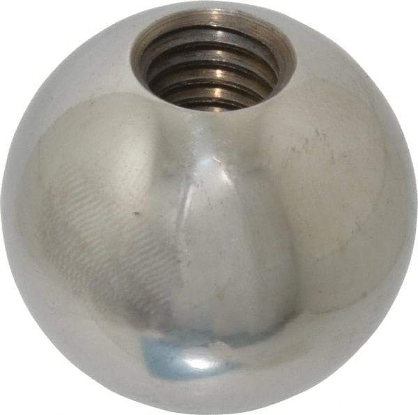 Gibraltar - 1/2-13 Thread, 1.38" Diam, Threaded Hole Ball Knob - Natural, Steel, Smooth Grip, 5/8" Hole Depth - USA Tool & Supply