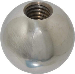 Gibraltar - 1/2-13 Thread, 1.38" Diam, Threaded Hole Ball Knob - Natural, Steel, Smooth Grip, 5/8" Hole Depth - USA Tool & Supply
